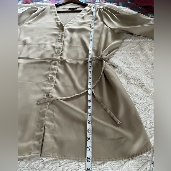 Alfani Rich Champagne Button Down Elegant Blouse with Tie Women’s 2X - Picture 15 of 15